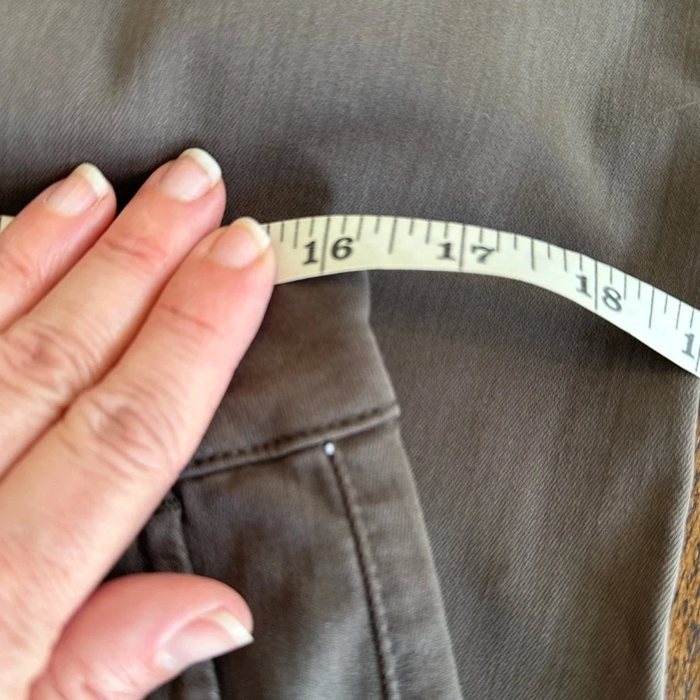 Cosmic Blue Love | Gray/Brown High Rise Cotton Blend Bootcut Jeans, Size 32T - Picture 6 of 9